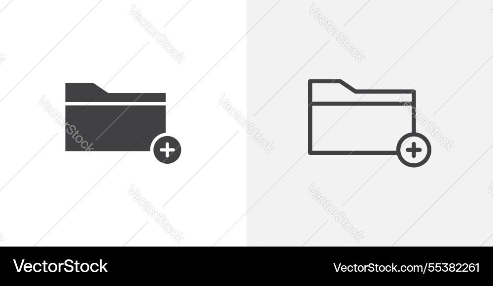 Add folder icons in black fill and liner versions Add folder icons in black fill and liner versions vector image