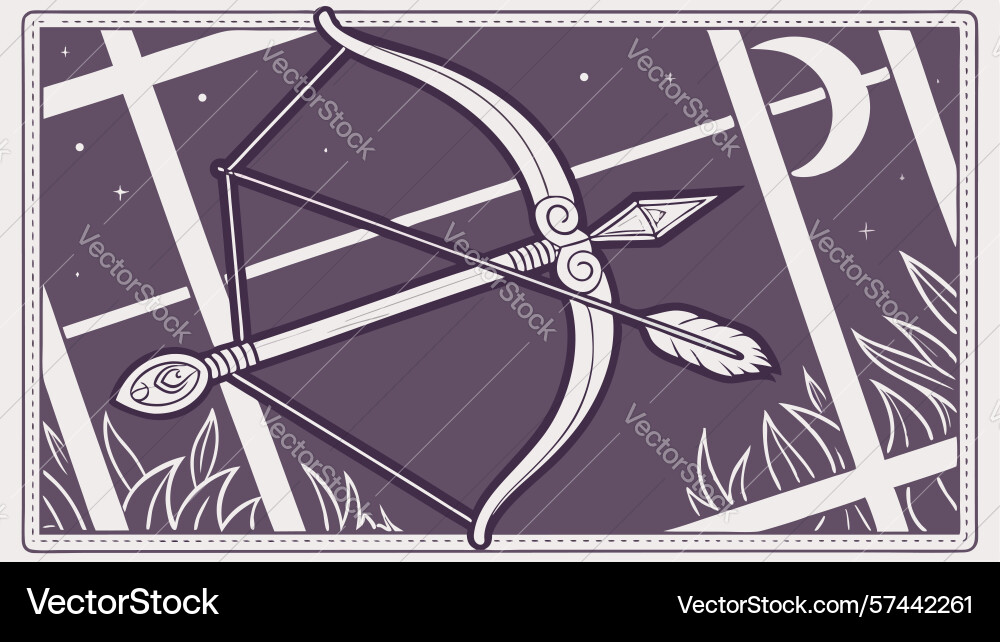 Bow and arrow with geometric patterns modern vector image