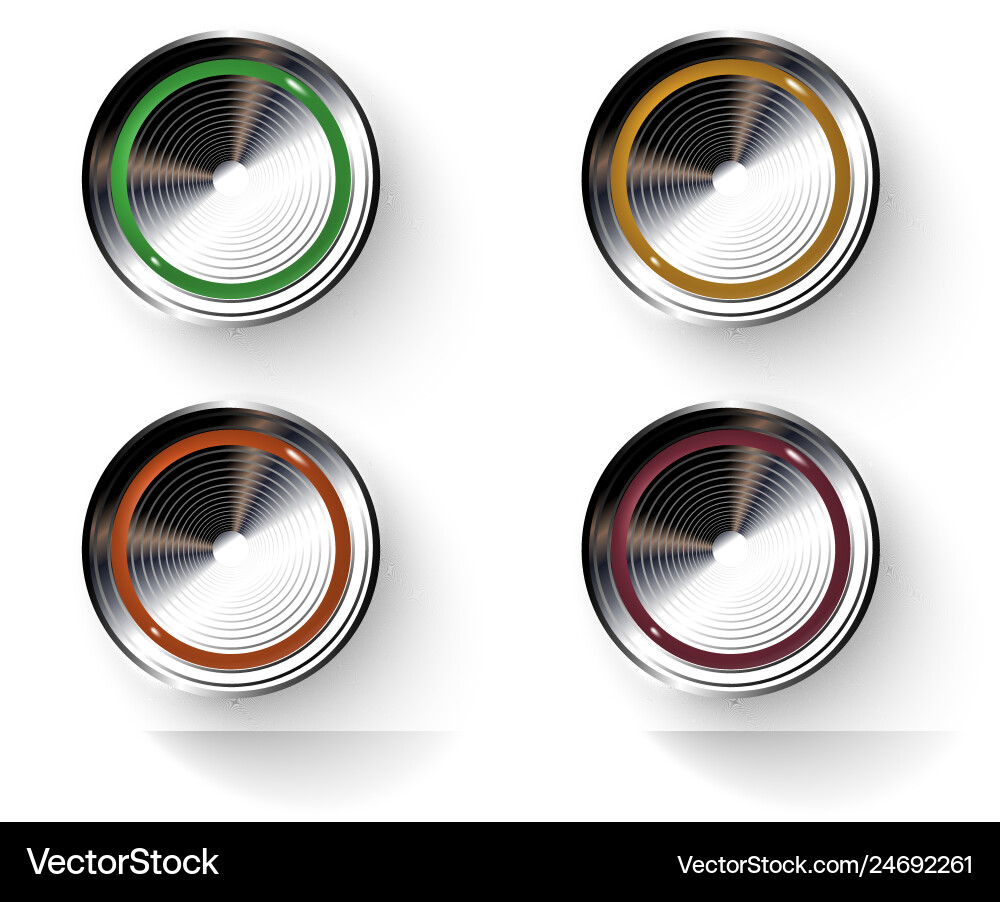 Colored buttons with metallic borders Colored buttons with metallic borders vector image