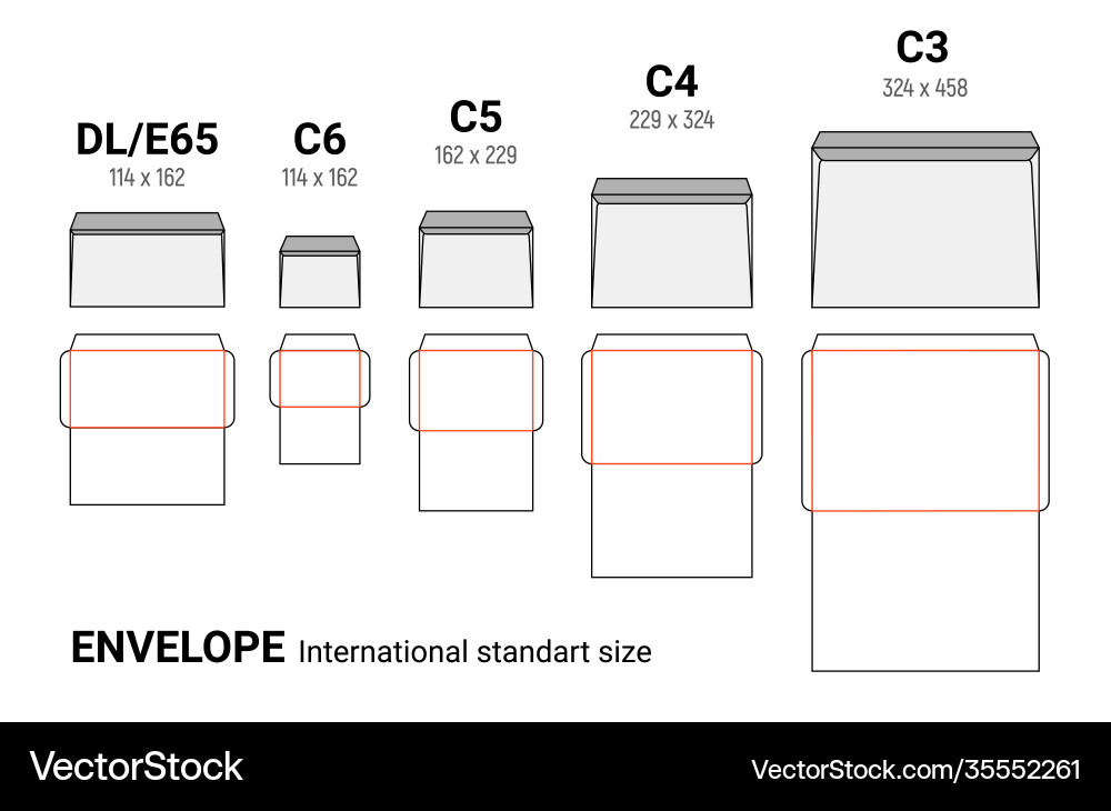 Envelope Diecut Templates - A4, A5, A6 Sizes vector image