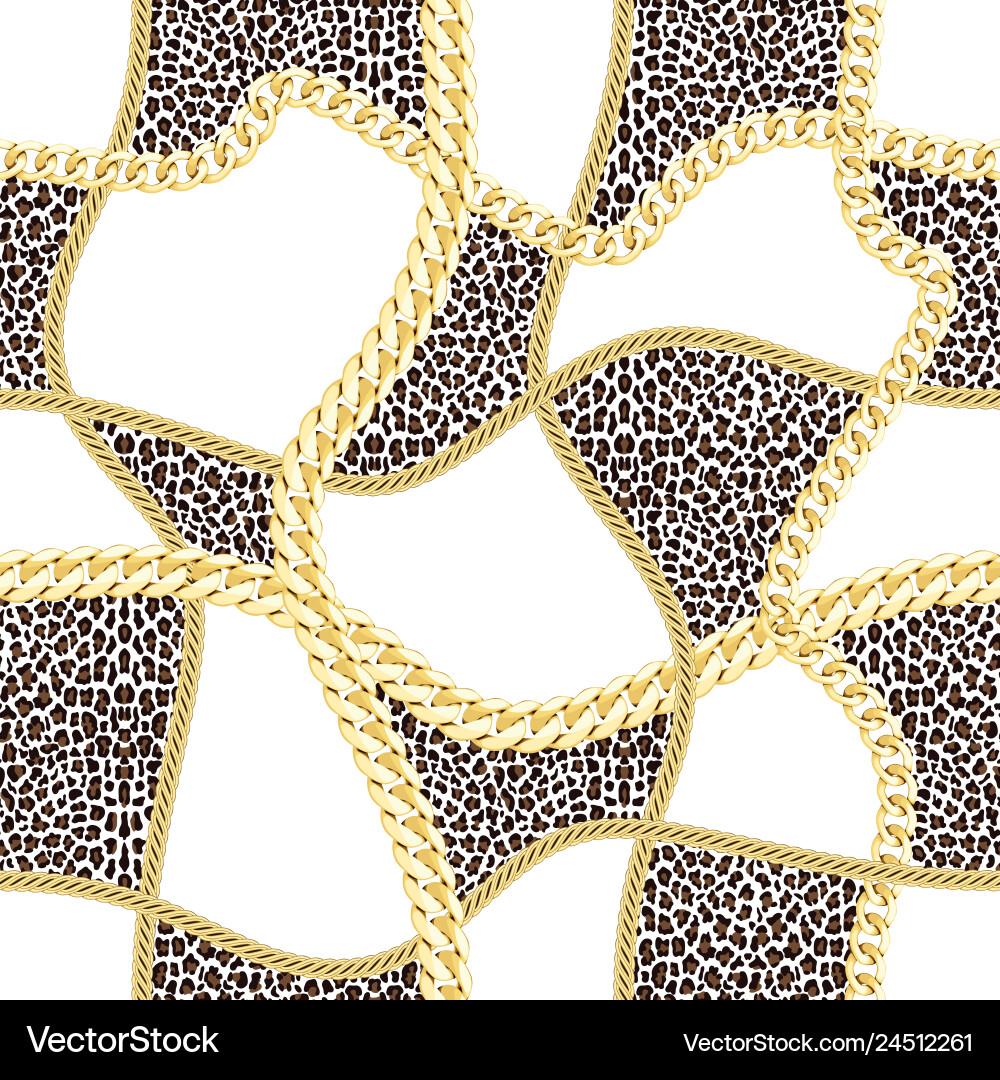 Golden chains seamless pattern on leopard Golden chains seamless pattern on leopard vector image