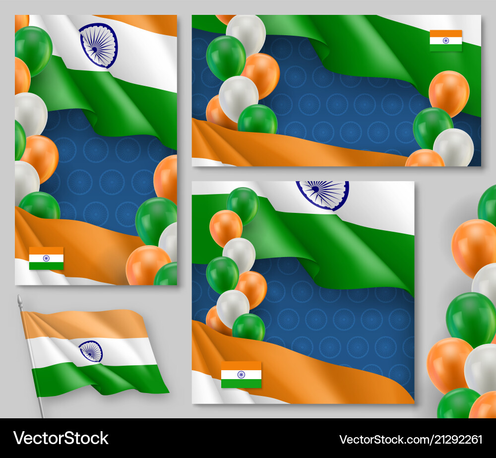 Indian patriotic festive posters set Indian patriotic festive posters set vector image