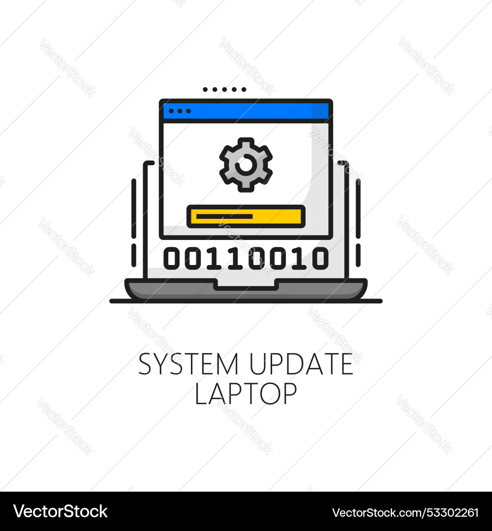 Laptop system or software update color line icon Laptop system or software update color line icon Vector Image