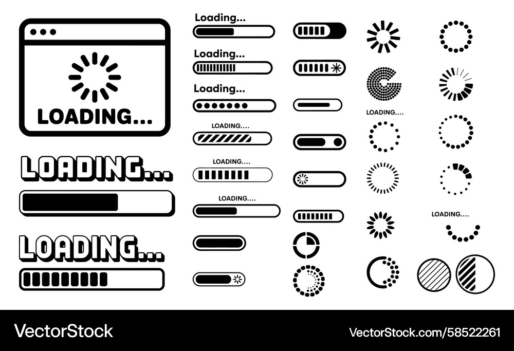 Loading Icons & Progress Bars Vector Image
