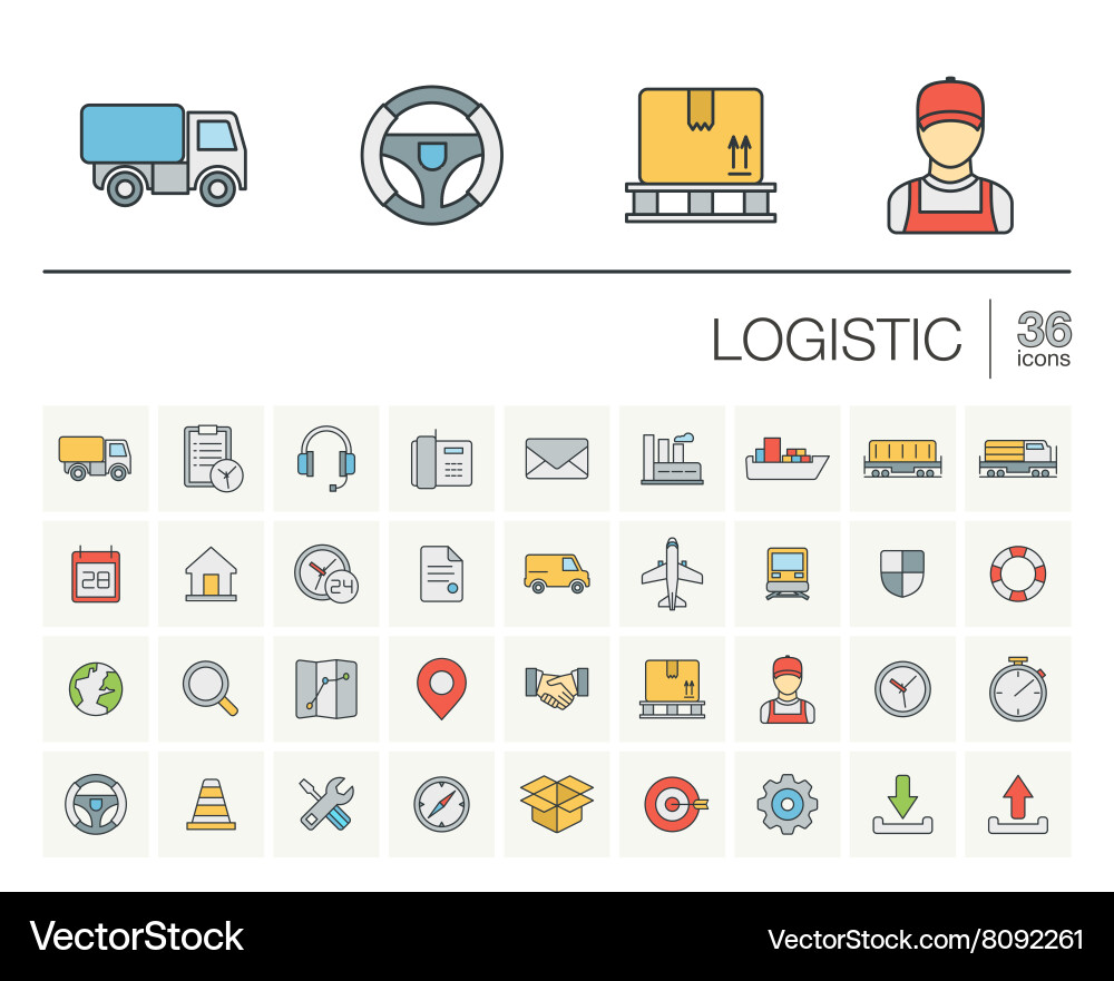 Logistic and distribution color icons vector image