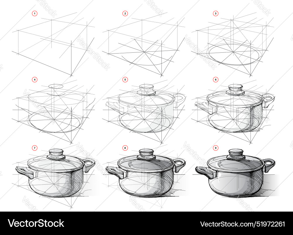 Page shows how to learn draw sketch of a metal Page shows how to learn draw sketch of a metal vector image