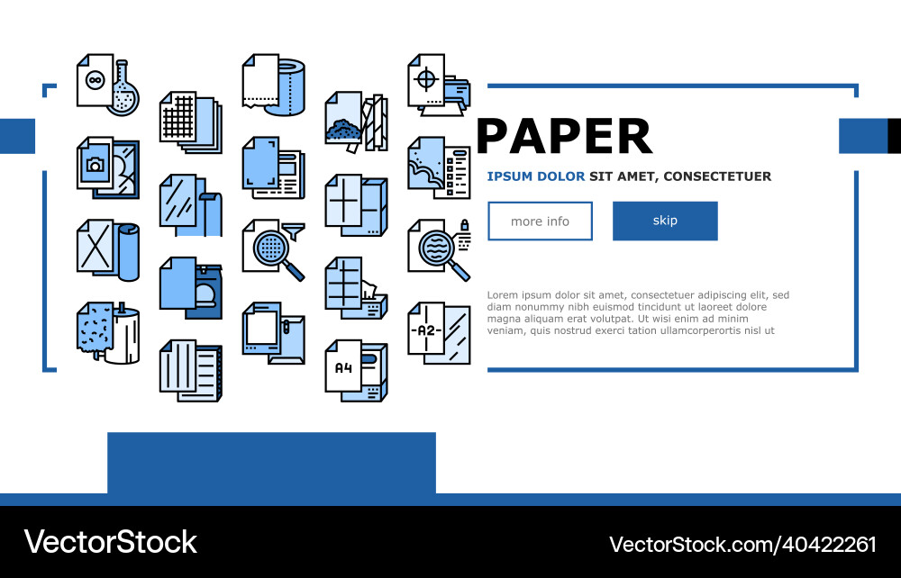 Paper list for printing poster landing header Paper list for printing poster landing header vector image