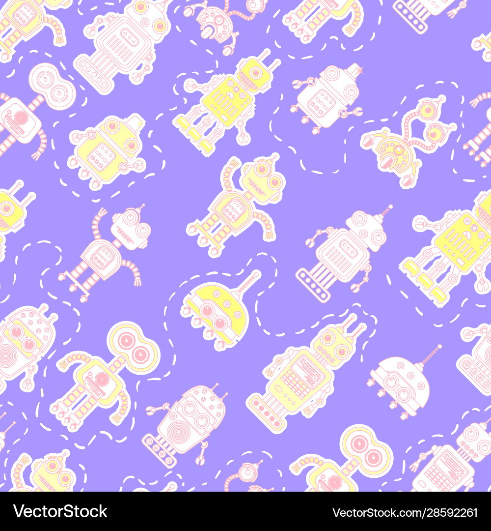 Seamless pattern with cute robots Seamless pattern with cute robots vector image