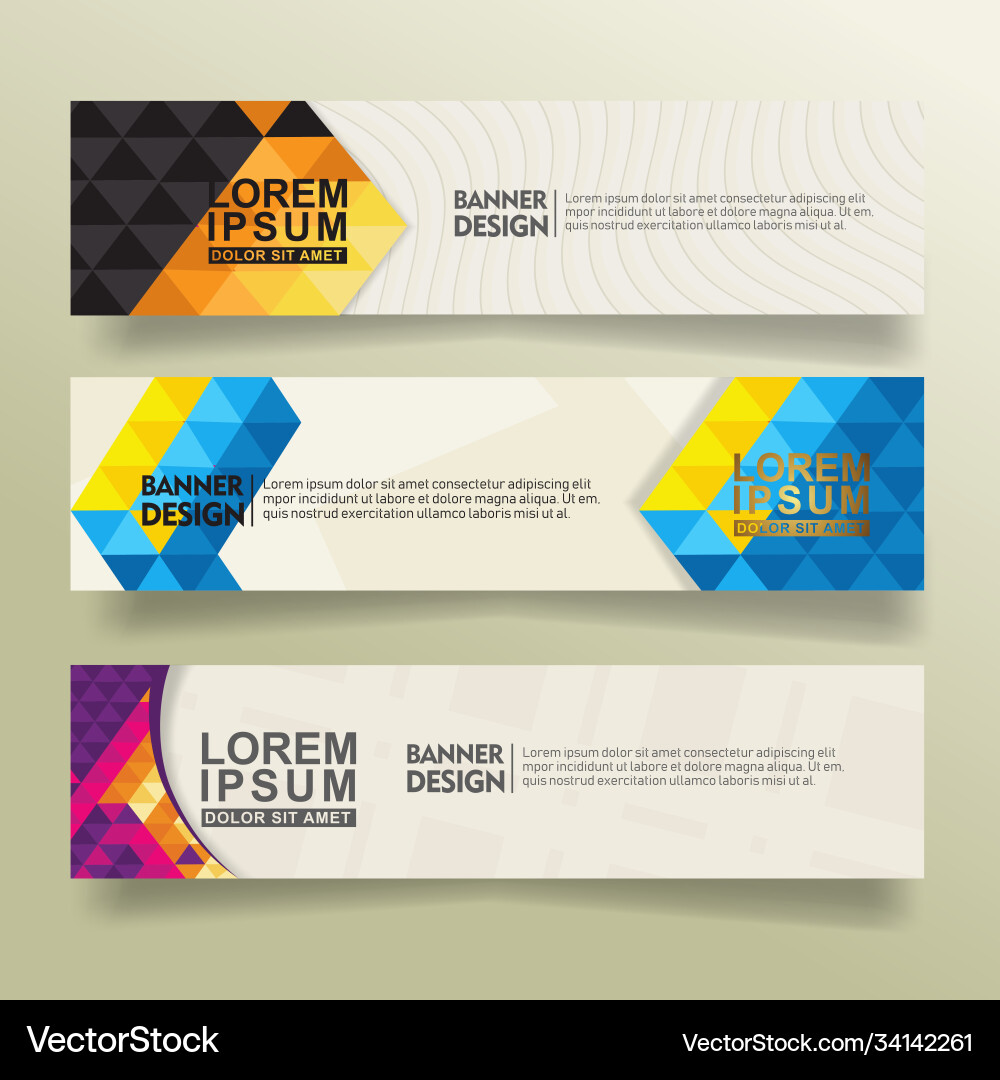 Set abstract banner template design with triangle vector image