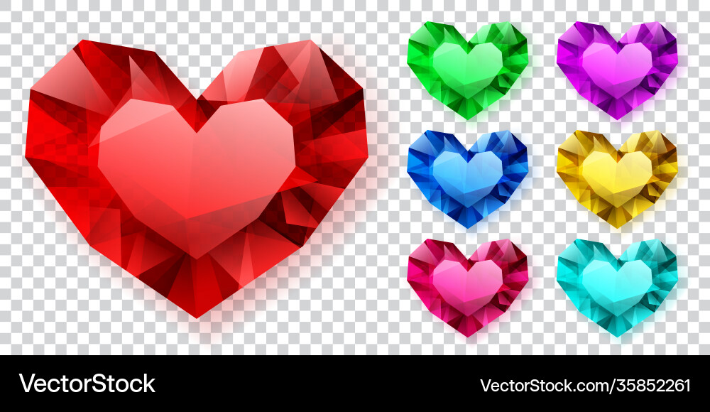 Set crystal hearts Set crystal hearts vector image