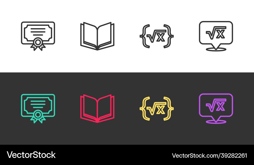 Set line certificate template open book square Set line certificate template open book square vector image