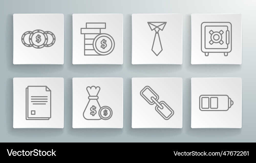 Set line file document coin money with dollar Set line file document coin money with dollar vector image