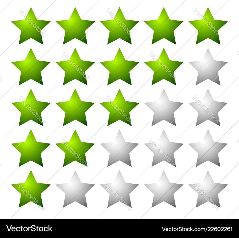 Set of 5 star rating elements starting from 1 Set of 5 star rating elements starting from 1 vector image