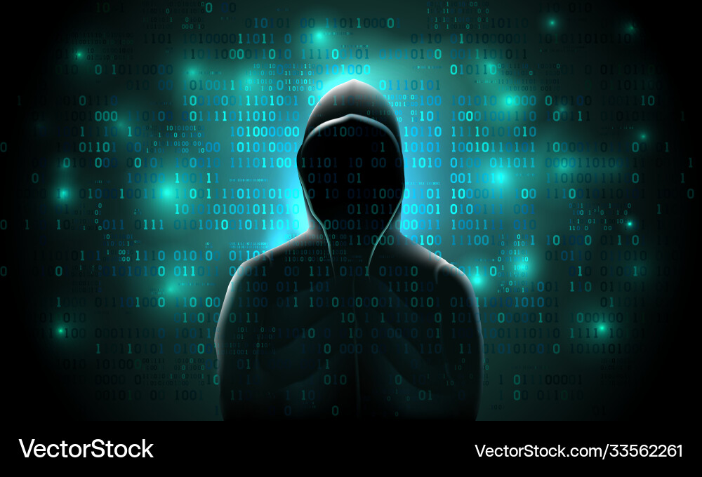 Silhouette a hacker on background Silhouette a hacker on background vector image