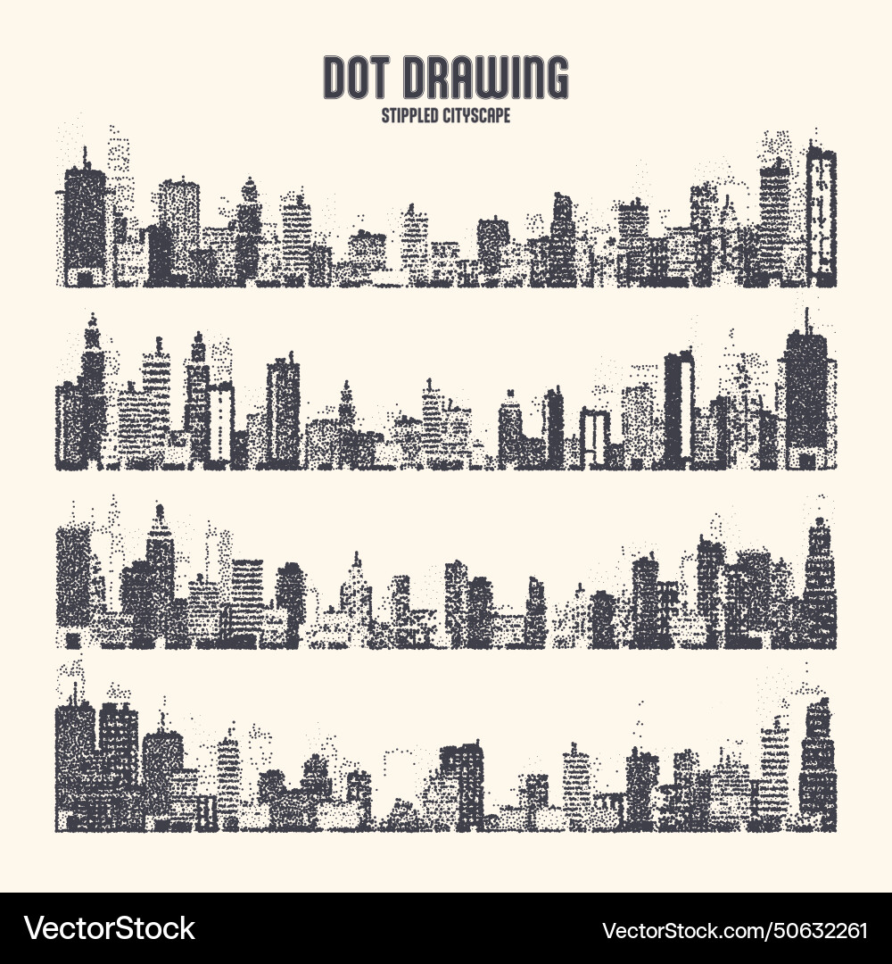 Stippled Stadt Silhouettes Stadtlandschaft Stadt Skyline Stippled Stadt Silhouettes Stadtlandschaft Stadt Skyline vektorbild