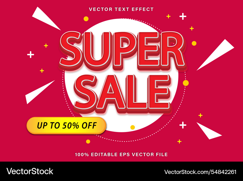 Supe sale text effect 3d abstract red background Vector Image