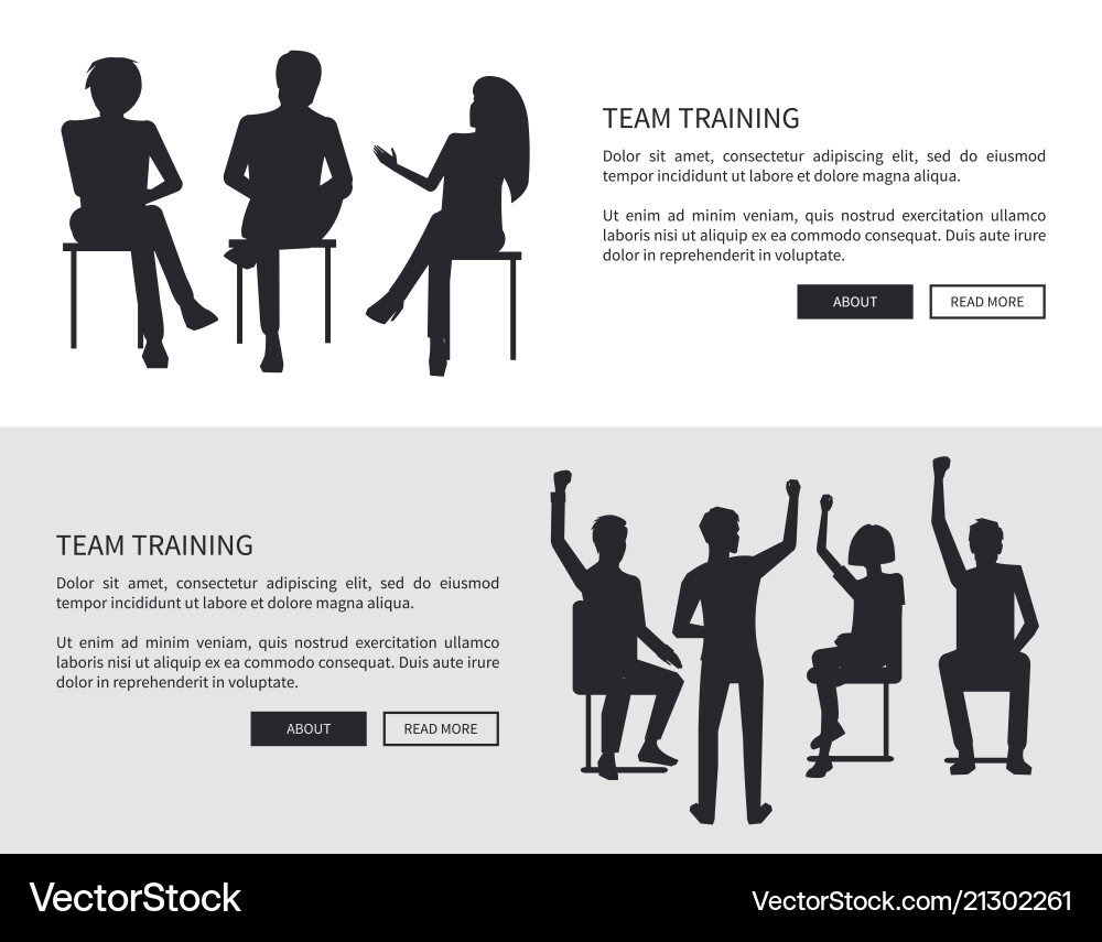Team training people black silhouettes sit chairs Team training people black silhouettes sit chairs vector image