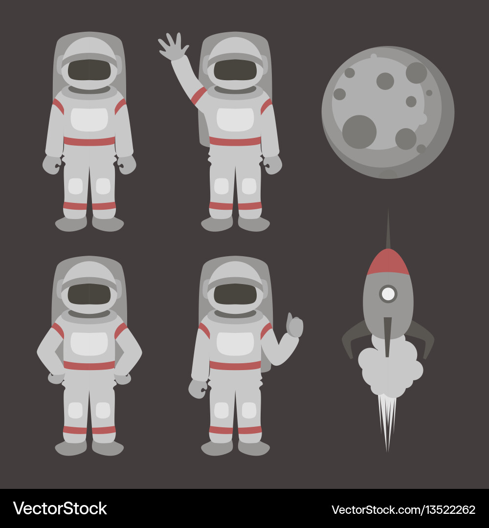 Astronauts characters set Astronauts characters set vector image