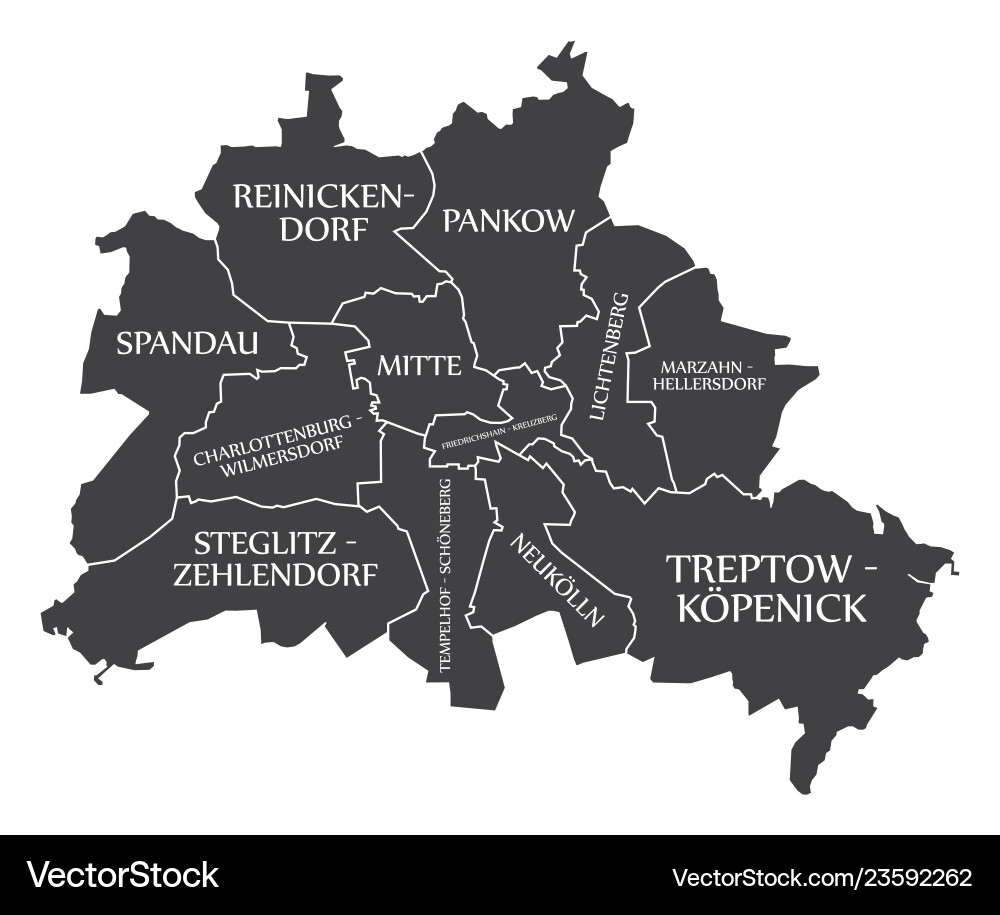Berlin city map germany detikettiert schwarz Berlin city map germany detikettiert schwarz vektorbild