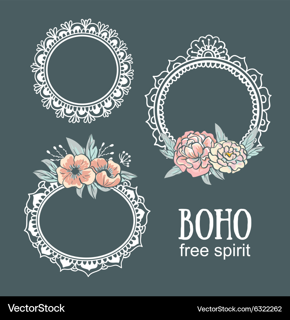 Bohemian Frames & Floral Elements vector image