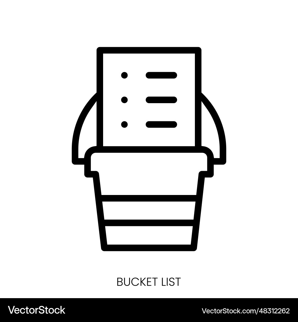 Bucket list icon line art style design isolated Bucket list icon line art style design isolated vector image