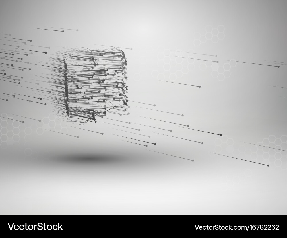 Cube with connected lines and dots wireframe mesh vector image