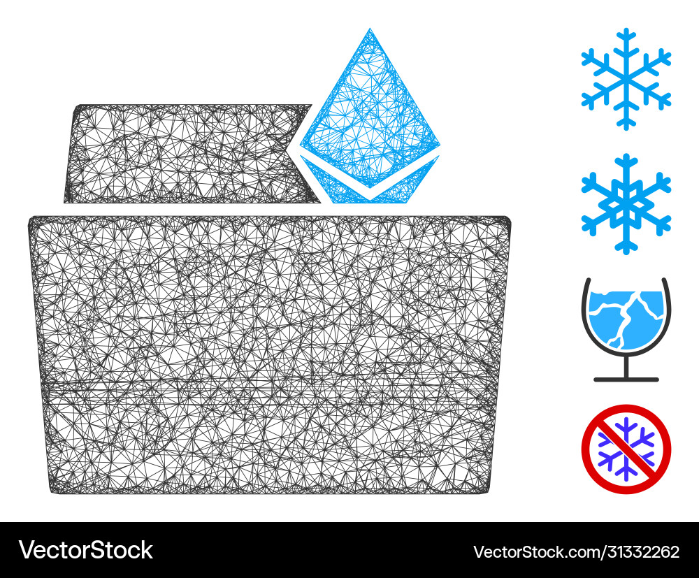 Ethereum crystal folder web mesh Ethereum crystal folder web mesh vector image