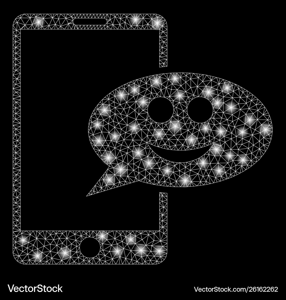 Flare mesh 2d happy smartphone message with Flare mesh 2d happy smartphone message with vector image
