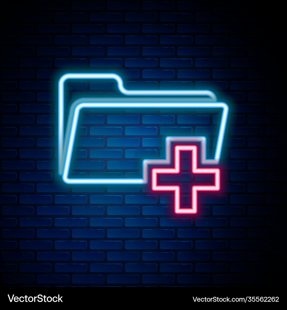 Glowing neon line add new folder icon isolated Vector Image