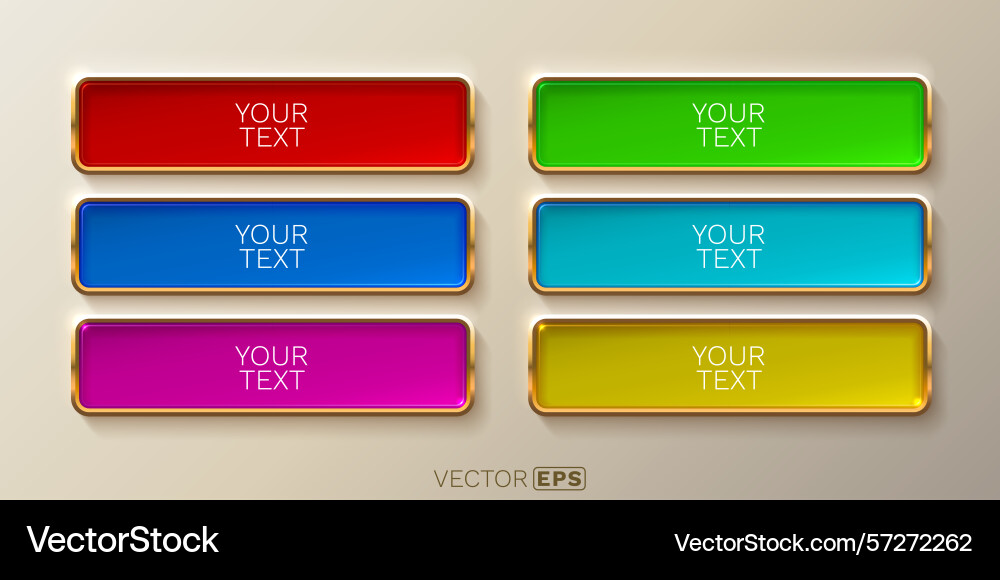 Golden frame label set color event bar button Golden frame label set color event bar button vector image