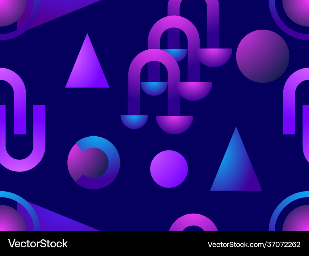 Gradient geometric seamless pattern in 80s style Gradient geometric seamless pattern in 80s style vector image