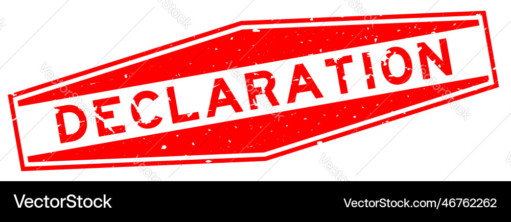 Grunge red declaration word hexagon rubber seal Grunge red declaration word hexagon rubber seal Vector Image