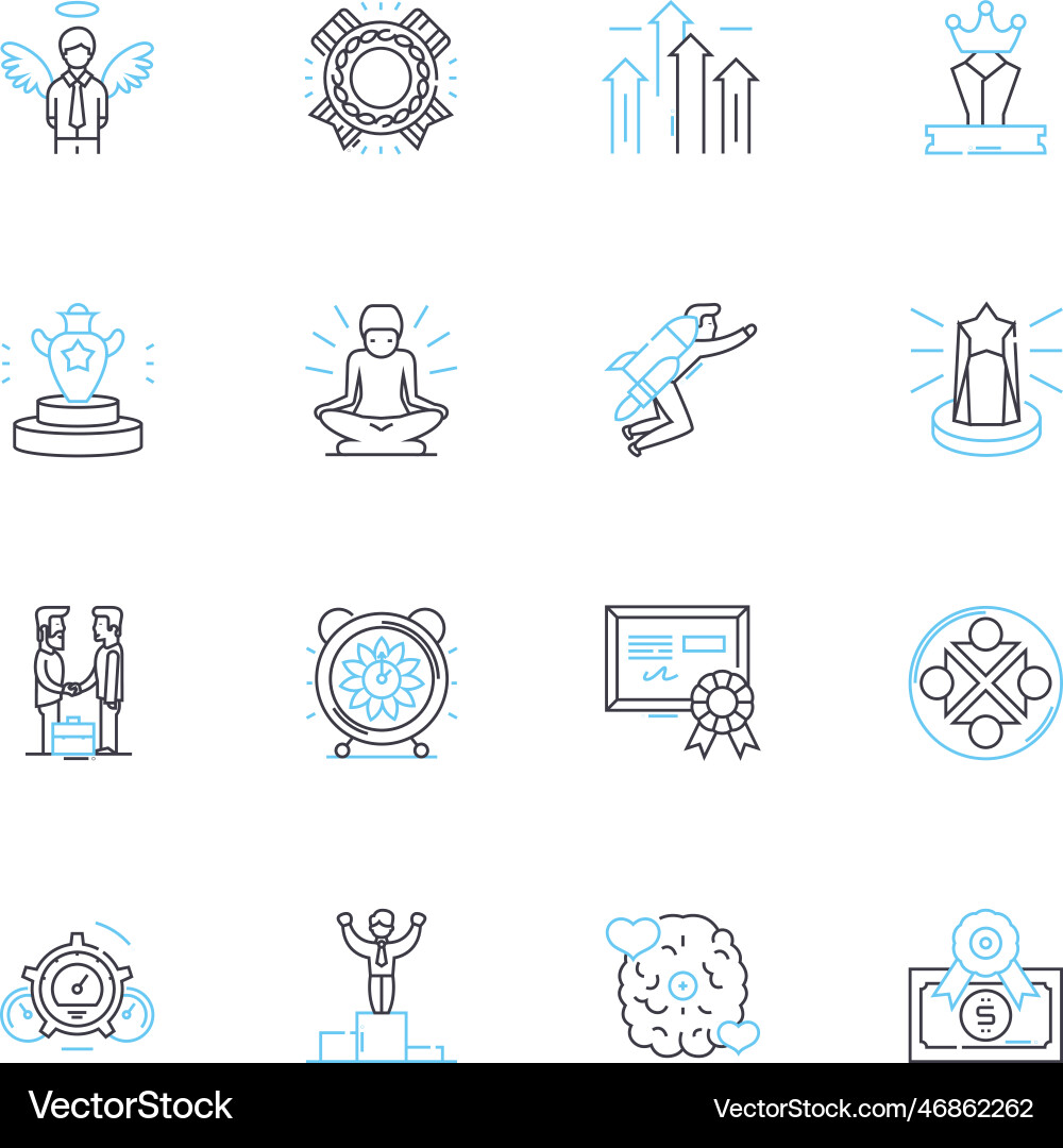 Guiding principles linear icons set values vector image