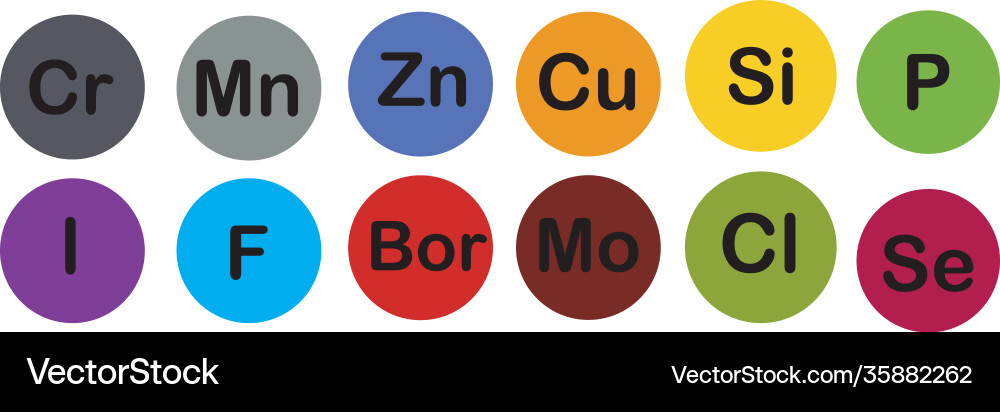 Minerals microelements and macro elements useful Minerals microelements and macro elements useful vector image