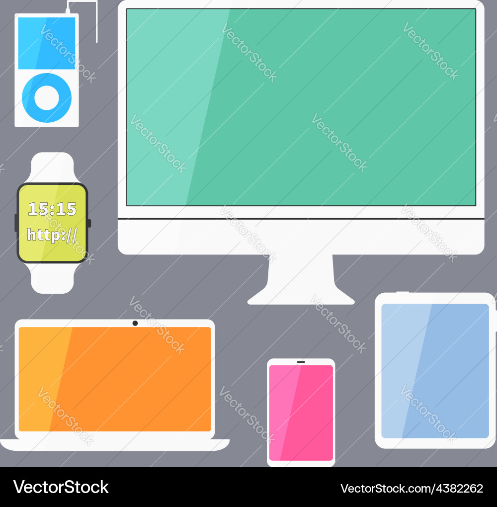 Modern business ui devices set - display digital Vector Image
