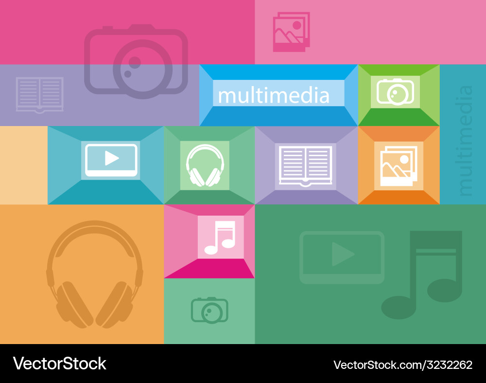 Multimedia icons of user interface elements Vector Image