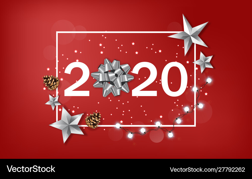 New year 2020 banner with shining silver stars New year 2020 banner with shining silver stars vector image