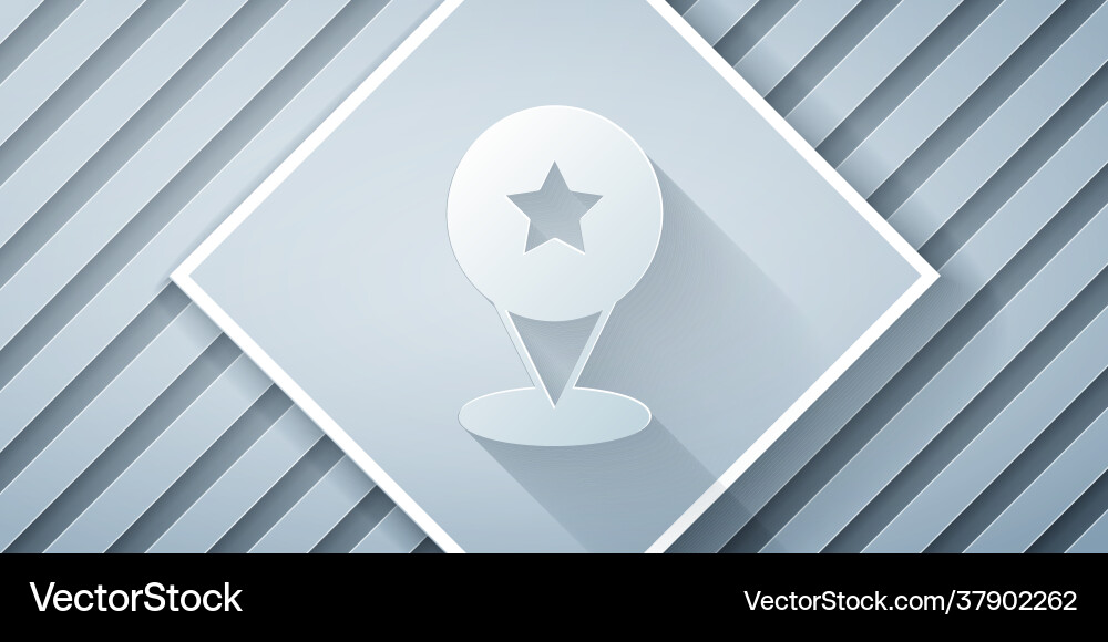 Paper cut map pointer with star icon isolated Paper cut map pointer with star icon isolated vector image