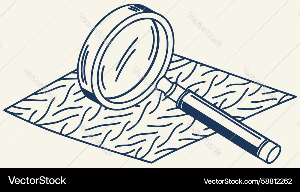 Precision mapping magnifying glass on grid map Vector Image