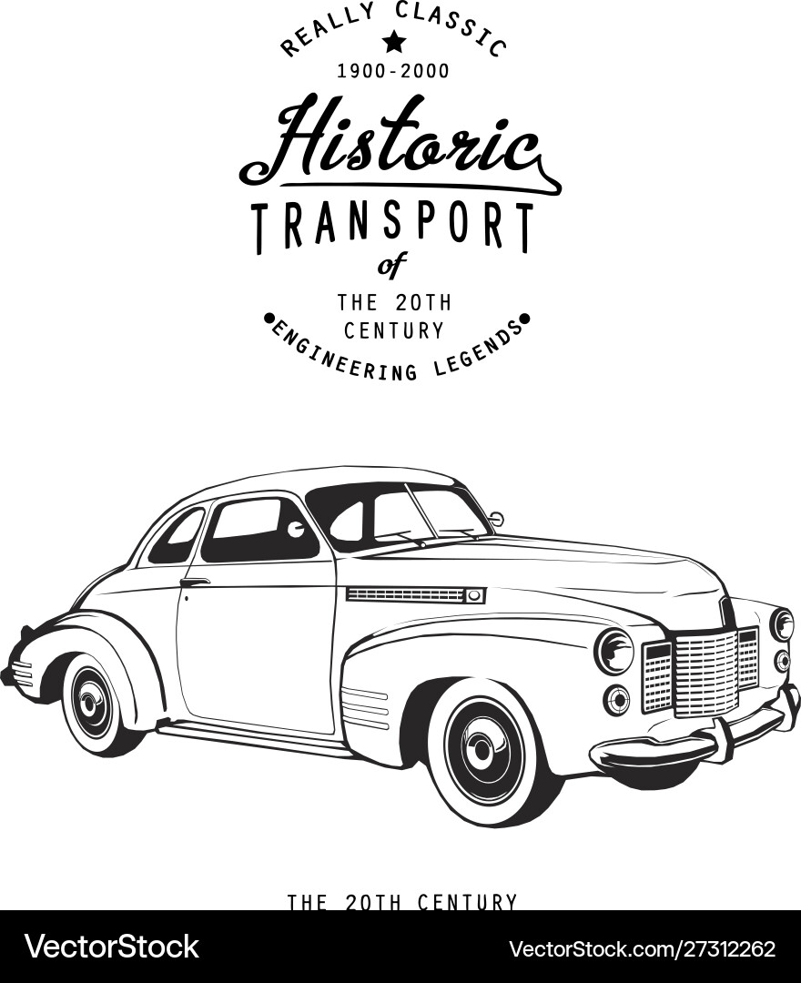 Retro coupe with logo monogram graphic vintage Retro coupe with logo monogram graphic vintage vector image