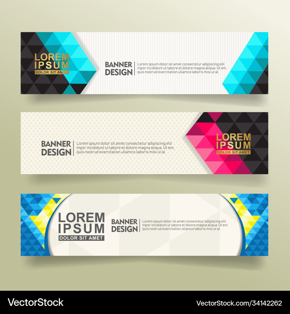Set abstract banner template design with triangle vector image