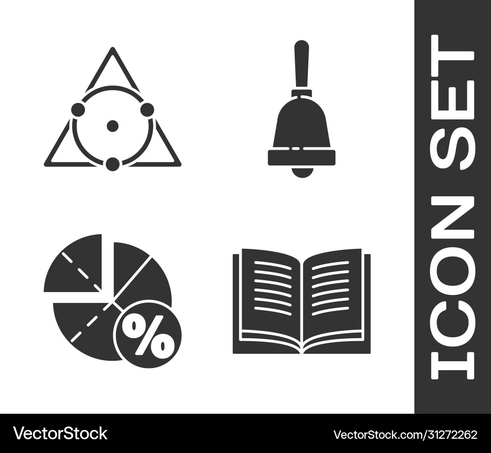 Set open book triangle math graph schedule Set open book triangle math graph schedule vector image