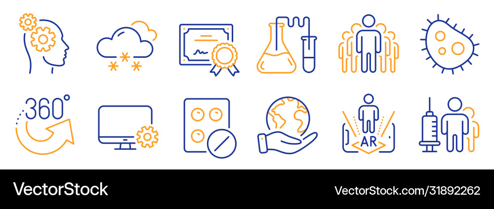 Set science icons such as monitor settings Set science icons such as monitor settings vector image