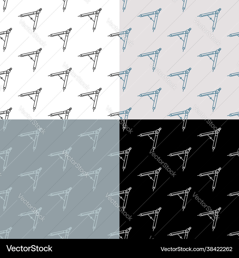 Set seamless patterns with drawing compass vector image