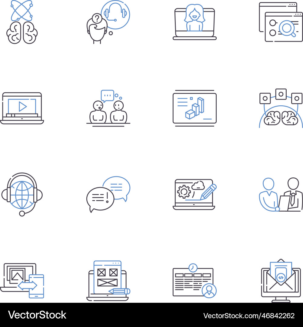 Web-training line icons collection e-learning Vector Image