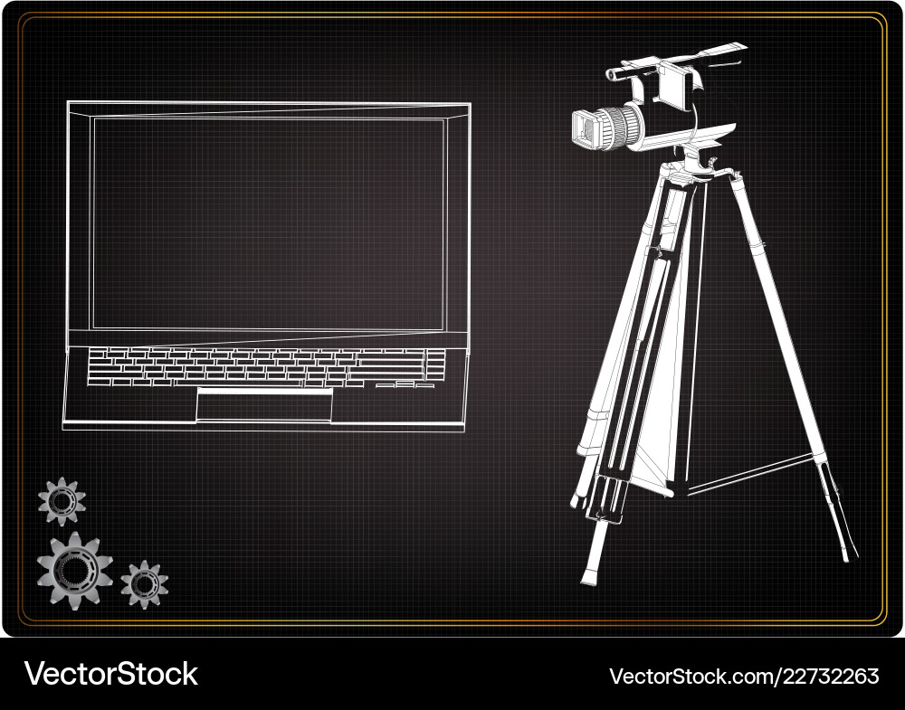 3d Modell von Laptop und Camcorder mit einem Stativ 3d Modell von Laptop und Camcorder mit einem Stativ vektorbild