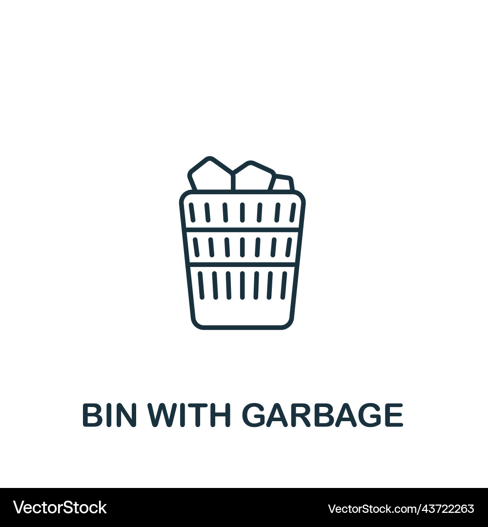 Bin with garbage icon line simple Bin with garbage icon line simple vector image