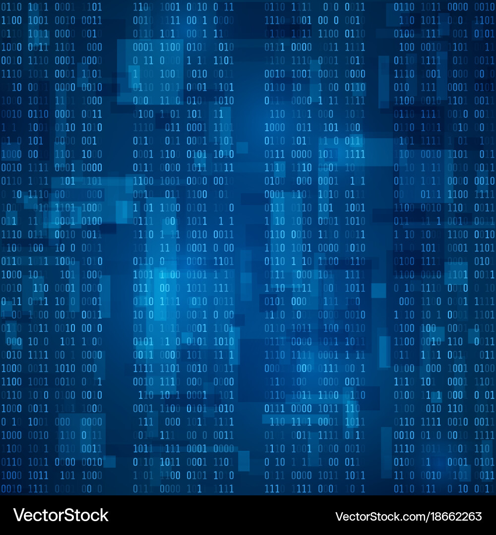 Blue Binary Stream Cyberpunk vector image