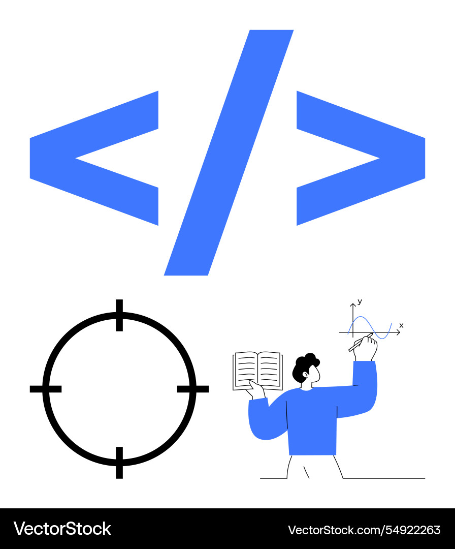 Coding symbols with target scope and person Coding symbols with target scope and person vector image