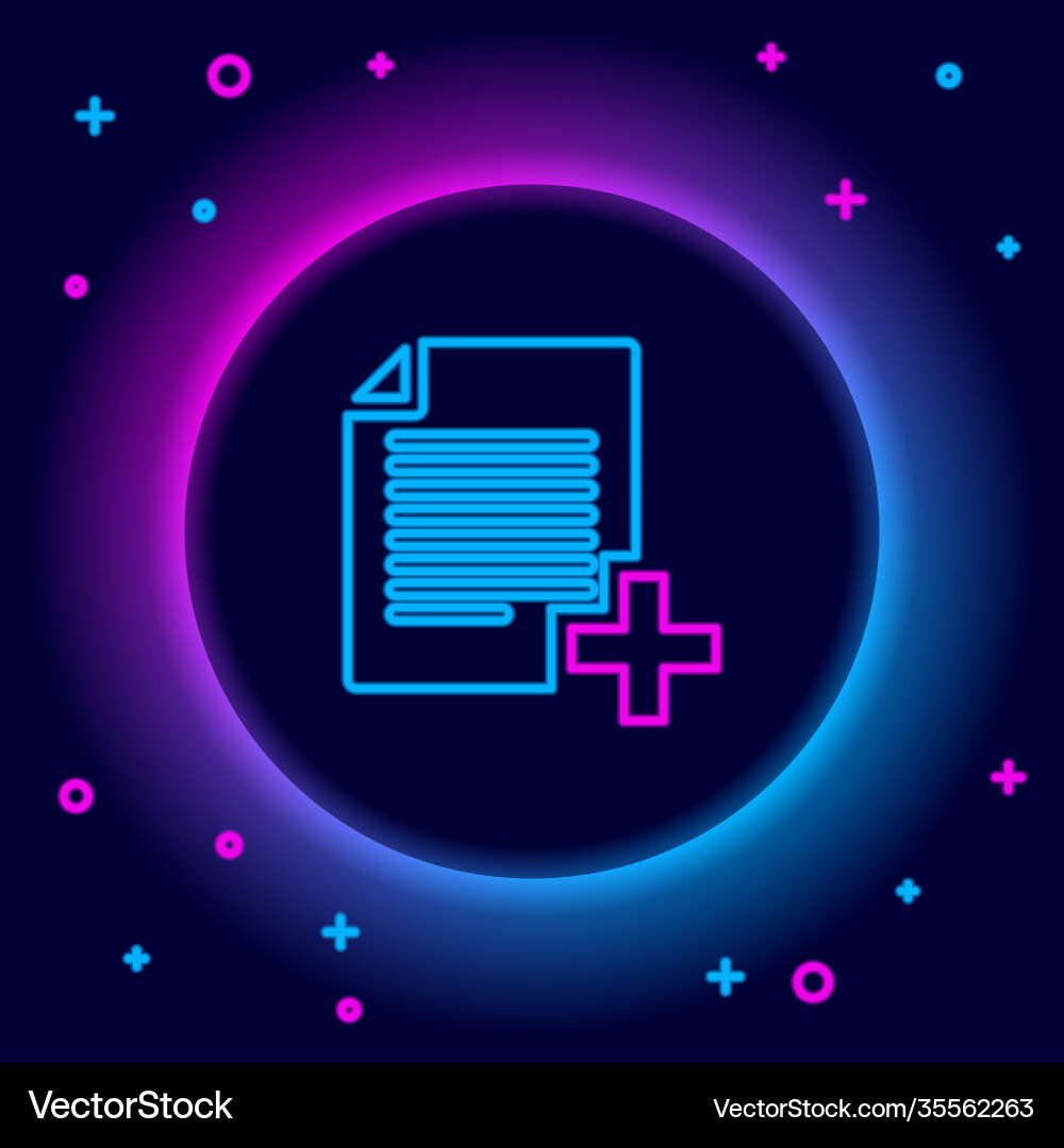 Glowing neon line add new file icon isolated Glowing neon line add new file icon isolated vector image